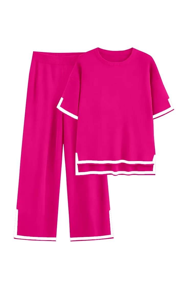 FF-47 Side-Slit Tipped Knit Co-ord Set - Rani
