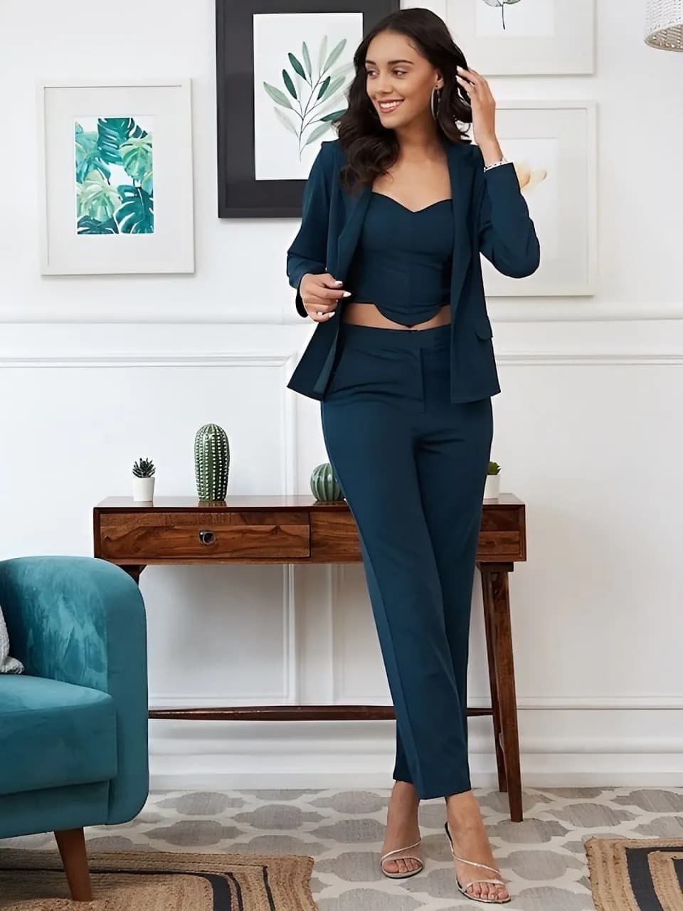 FF-91 3-Piece Blazer Co-ord Set - Dark Teal
