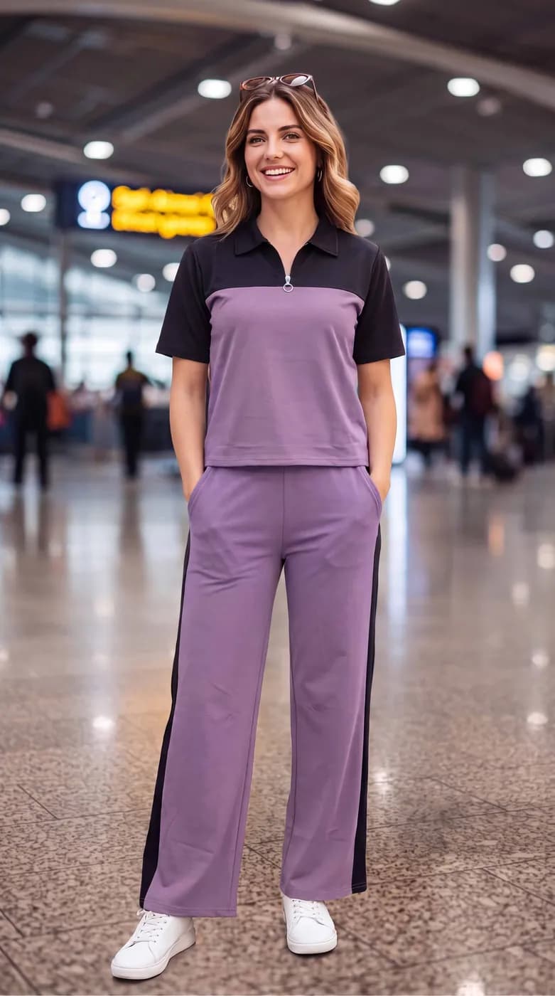 FF-35 Airport Look Zip-Collar Co-ord Set - Lavender — photo 4