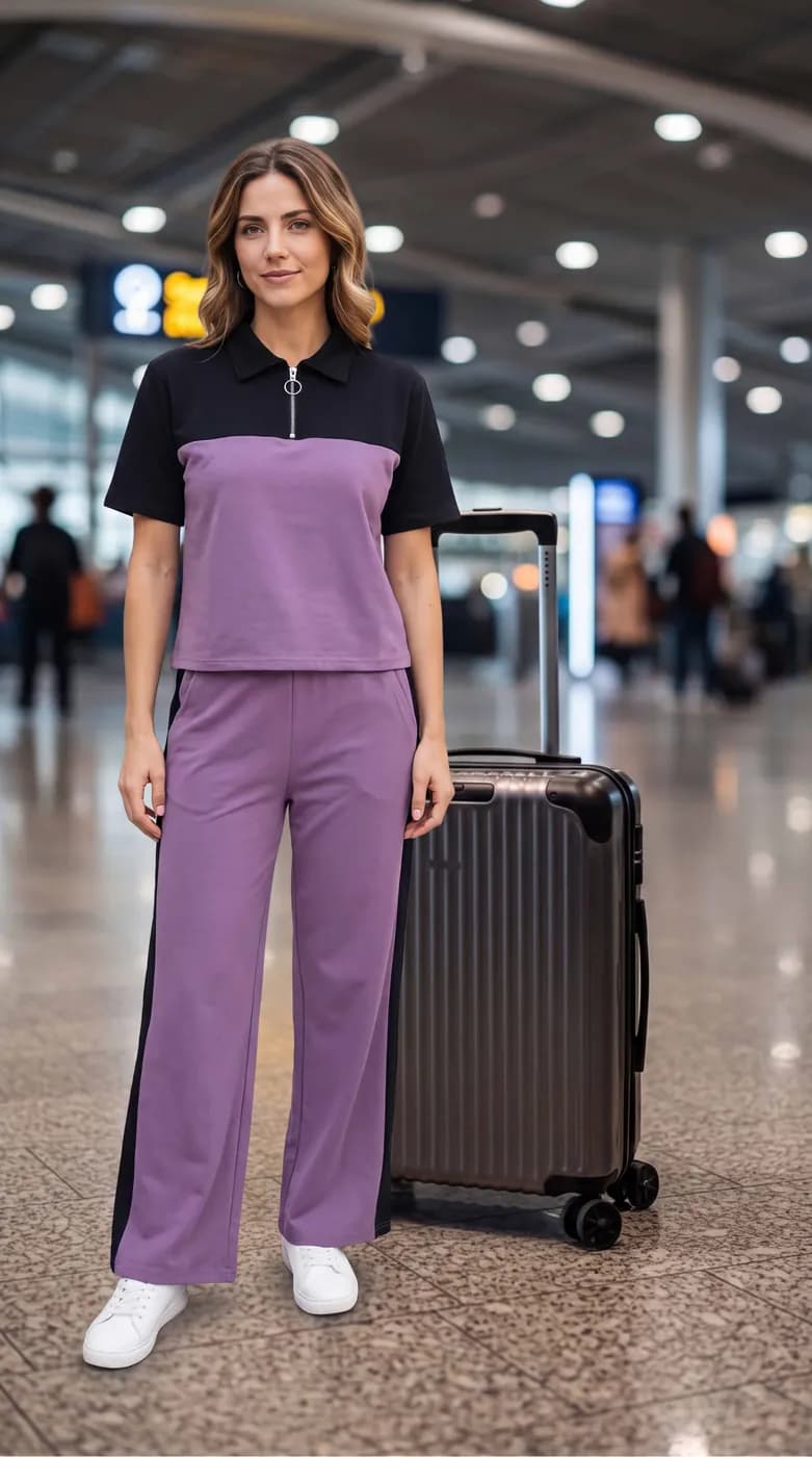 FF-35 Airport Look Zip-Collar Co-ord Set - Lavender — photo 5