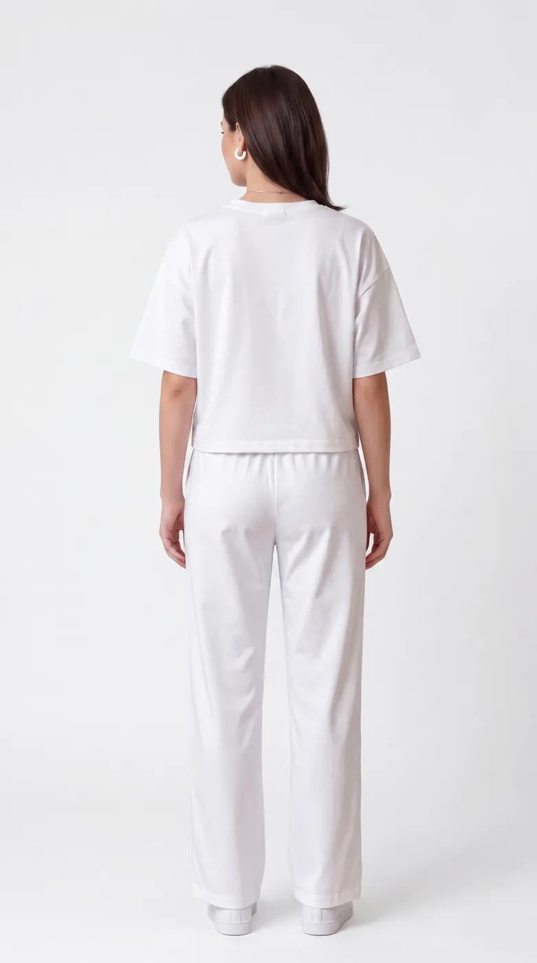 FF-45 Contrast Piping Relaxed Co-ord Set - White — photo 8